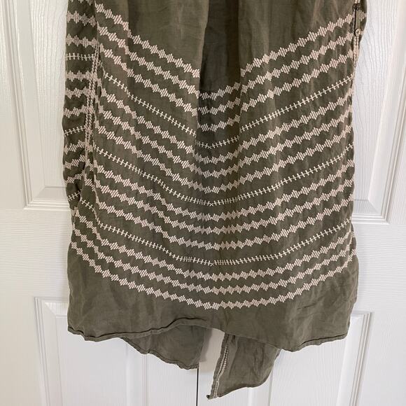 Johnny Was JWLA Petra Embroidered Olive Linen Duster Vest - Picture 9 of 9